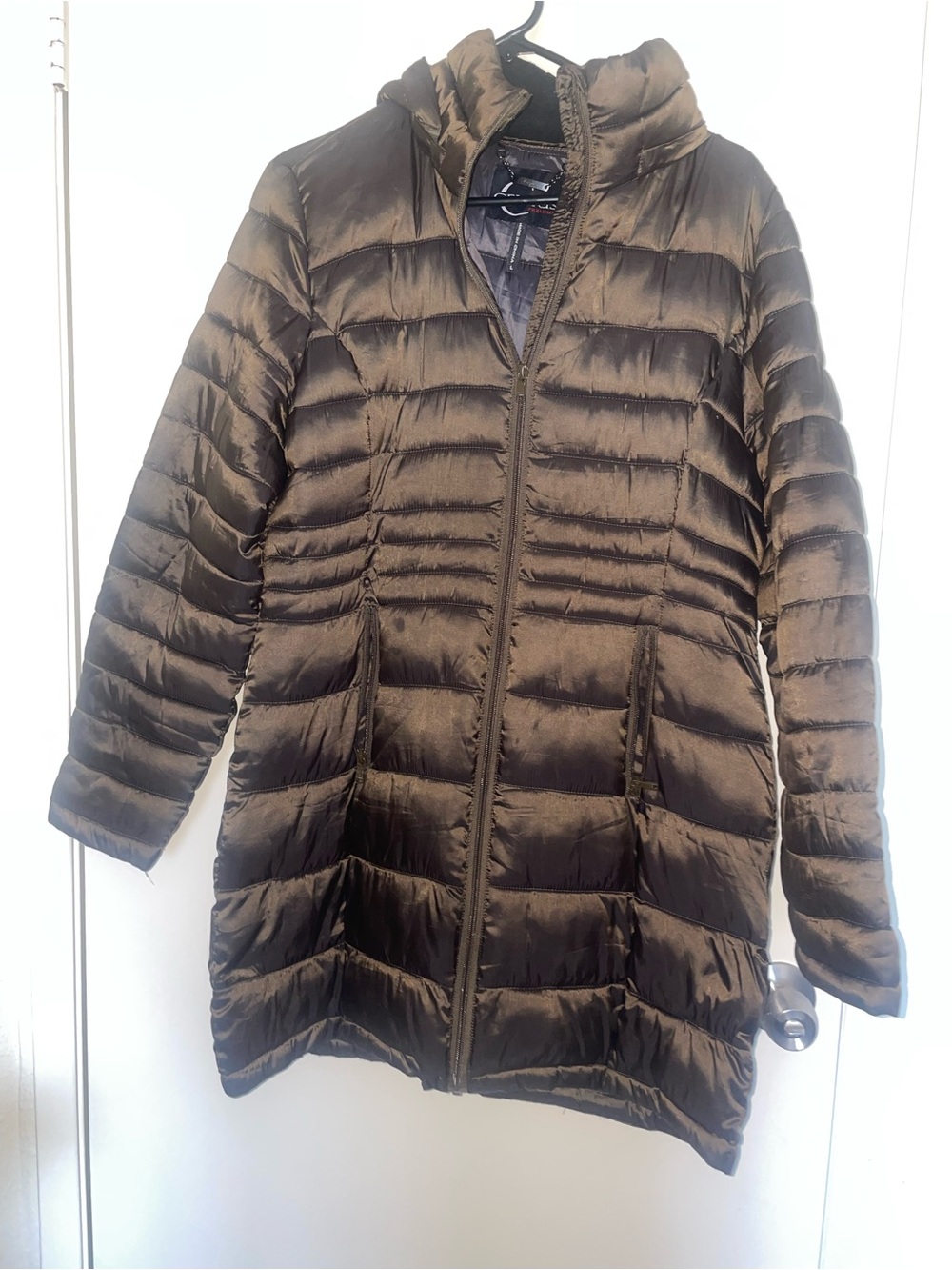 Women's Lightweight Quilted Hooded Coat in Brown